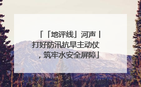 「地评线」河声丨打好防汛抗旱主动仗，筑牢水安全屏障