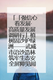 「强信心 看发展·高质量发展调研行」植树固沙护绿洲——武威市治沙造林筑牢生态安全屏障见闻