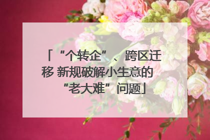 “个转企”、跨区迁移 新规破解小生意的“老大难”问题