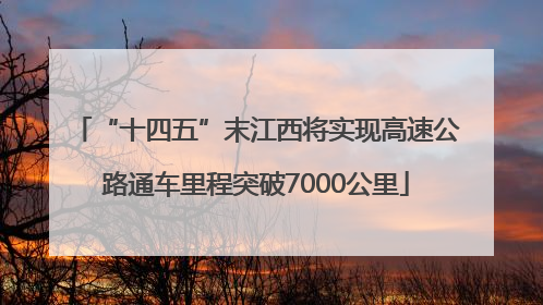 “十四五”末江西将实现高速公路通车里程突破7000公里