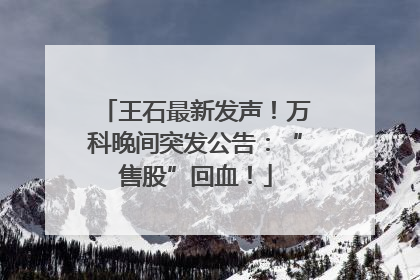 王石最新发声！万科晚间突发公告：“售股”回血！