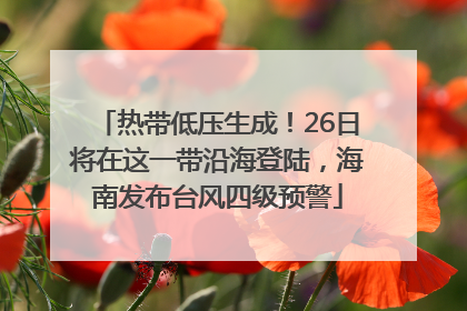热带低压生成！26日将在这一带沿海登陆，海南发布台风四级预警