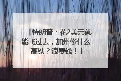 特朗普：花2美元就能飞过去，加州修什么高铁？浪费钱！
