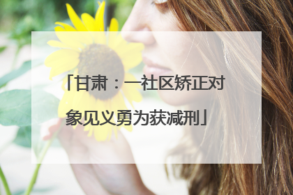 甘肃：一社区矫正对象见义勇为获减刑