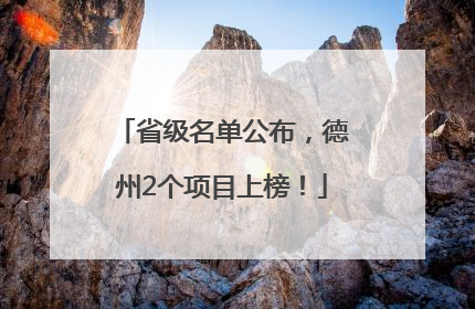 省级名单公布，德州2个项目上榜！