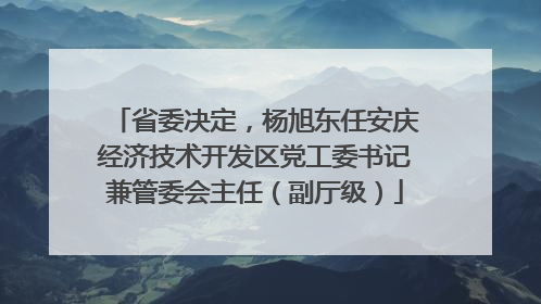 省委决定，杨旭东任安庆经济技术开发区党工委书记兼管委会主任（副厅级）