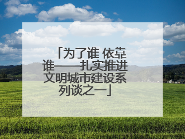 为了谁 依靠谁——扎实推进文明城市建设系列谈之一
