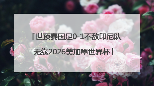 世预赛国足0-1不敌印尼队 无缘2026美加墨世界杯