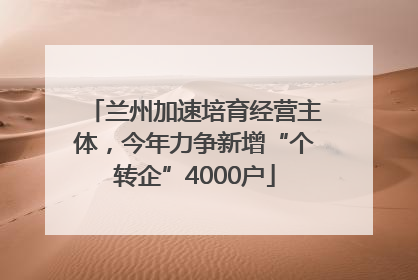 兰州加速培育经营主体，今年力争新增“个转企”4000户