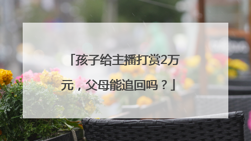 孩子给主播打赏2万元，父母能追回吗？