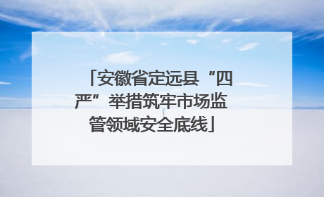 安徽省定远县“四严”举措筑牢市场监管领域安全底线