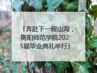 奔赴下一程山海，衡阳师范学院2025届毕业典礼举行