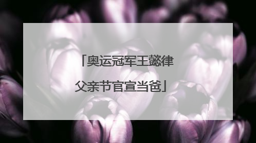 奥运冠军王懿律父亲节官宣当爸