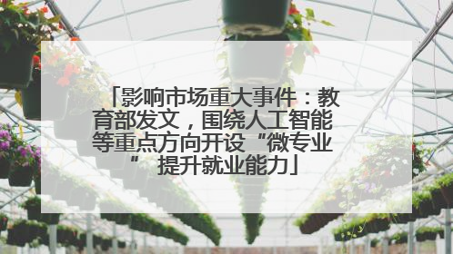 影响市场重大事件：教育部发文，围绕人工智能等重点方向开设“微专业” 提升就业能力