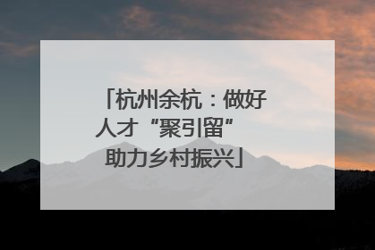 杭州余杭：做好人才“聚引留” 助力乡村振兴