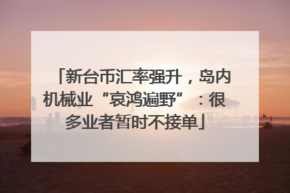 新台币汇率强升，岛内机械业“哀鸿遍野”：很多业者暂时不接单