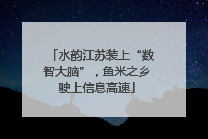 水韵江苏装上“数智大脑”，鱼米之乡驶上信息高速
