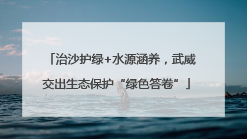 治沙护绿+水源涵养，武威交出生态保护“绿色答卷”