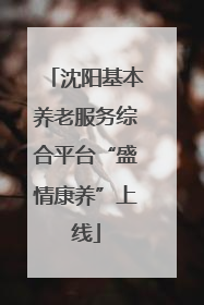 沈阳基本养老服务综合平台“盛情康养”上线