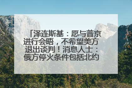泽连斯基：愿与普京进行会晤，不希望美方退出谈判！消息人士：俄方停火条件包括北约“书面”保证不东扩