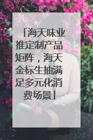 海天味业推定制产品矩阵，海天金标生抽满足多元化消费场景