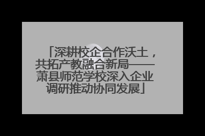深耕校企合作沃土，共拓产教融合新局——萧县师范学校深入企业调研推动协同发展