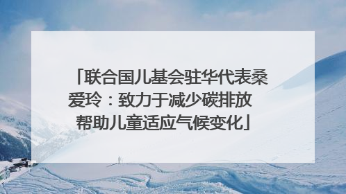 联合国儿基会驻华代表桑爱玲：致力于减少碳排放 帮助儿童适应气候变化