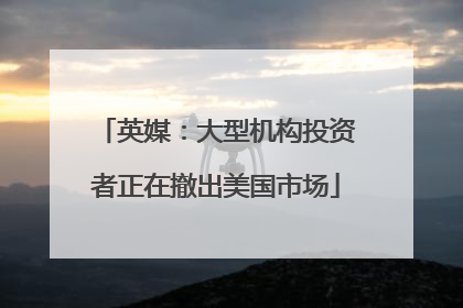英媒：大型机构投资者正在撤出美国市场