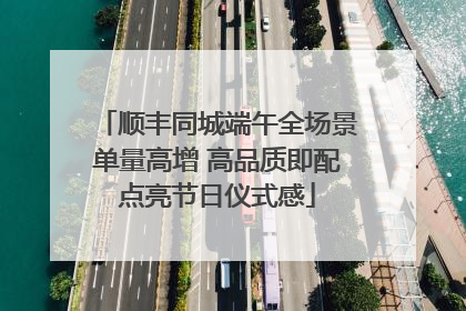顺丰同城端午全场景单量高增 高品质即配点亮节日仪式感