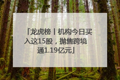 龙虎榜丨机构今日买入这15股，抛售跨境通1.19亿元