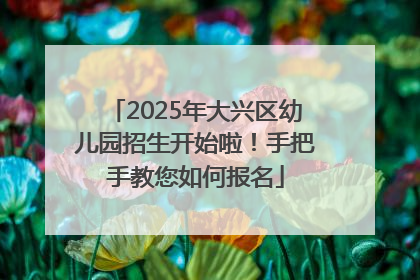 2025年大兴区幼儿园招生开始啦！手把手教您如何报名